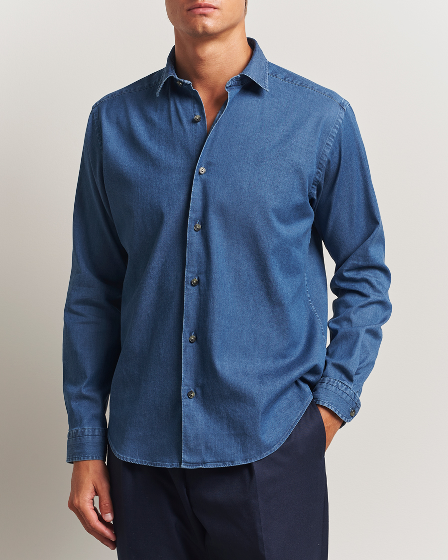 Herre | Skjorter | Eton | Casual Fit Denim Shirt Dark Wash