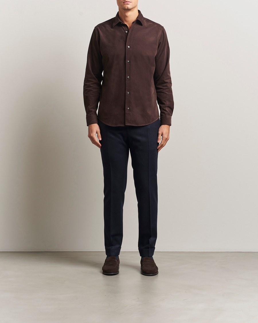 Herre | Skjorter | Eton | Casual Fit Corduroy Shirt Dark Brown