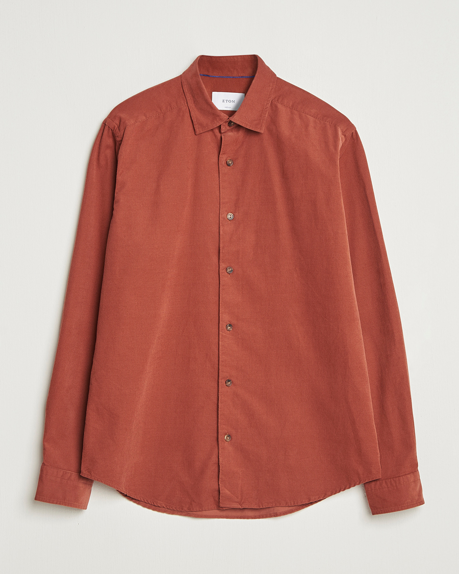 Herre | Skjorter | Eton | Casual Fit Corduroy Shirt Rust Red
