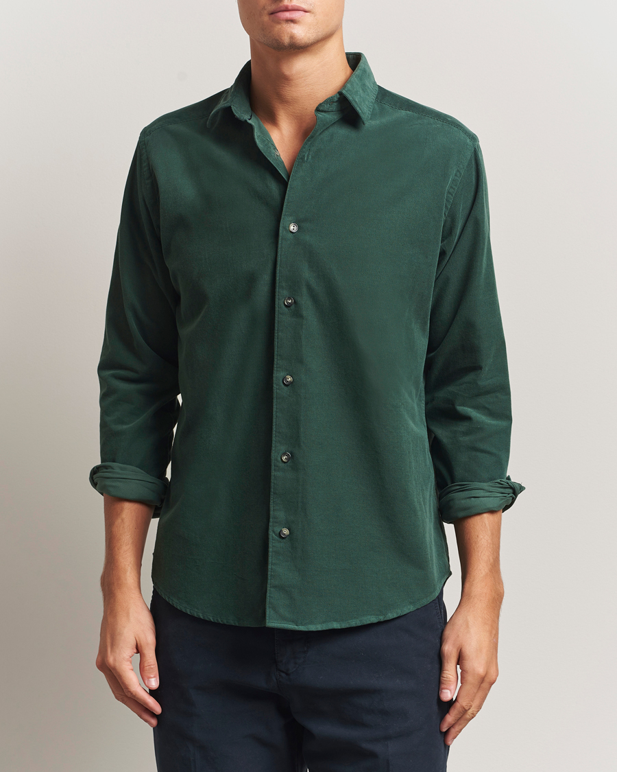 Herre | Skjorter | Eton | Casual Fit Corduroy Shirt Dark Green