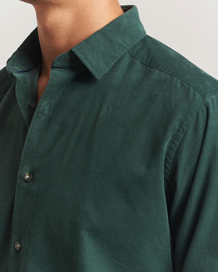 Herre | Skjorter | Eton | Casual Fit Corduroy Shirt Dark Green