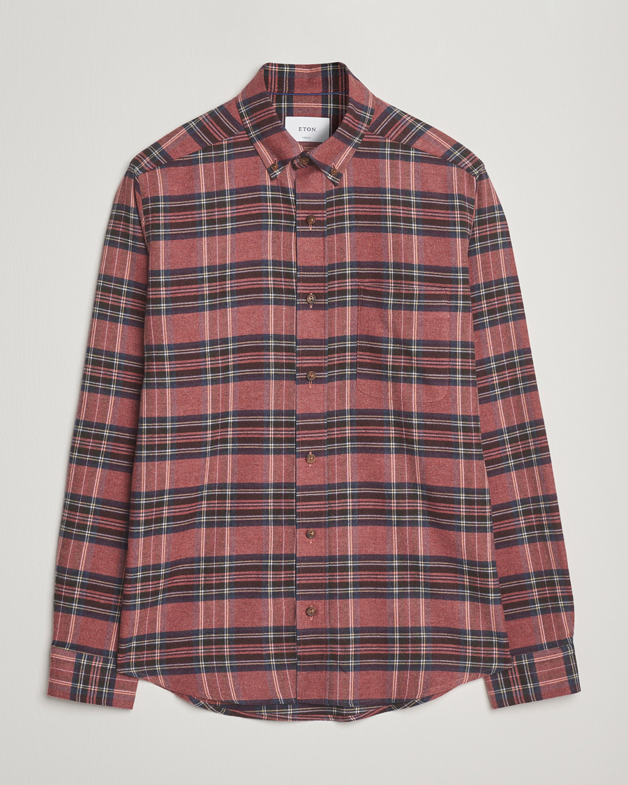 Herre | Skjorter | Eton | Casual Fit Checked Flannel Shirt Red Multi