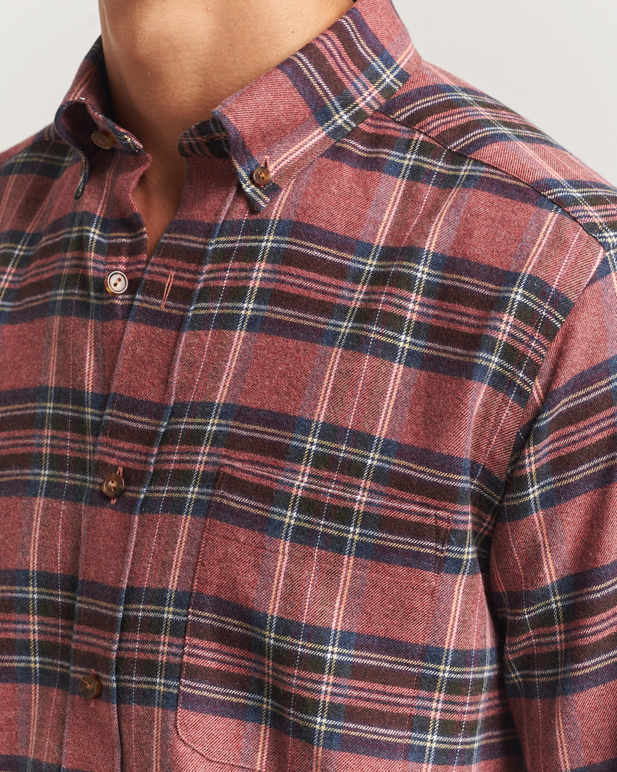 Herre | Skjorter | Eton | Casual Fit Checked Flannel Shirt Red Multi