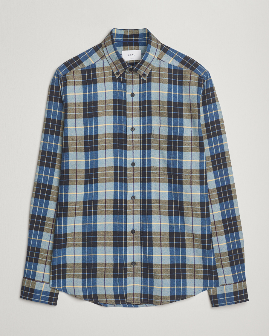 Herre | Skjorter | Eton | Casual Fit Checked Flannel Shirt Blue Multi