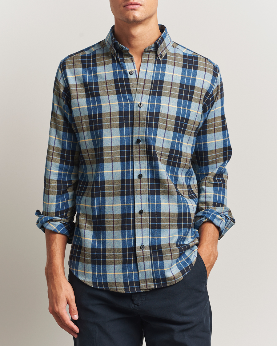 Herre | Skjorter | Eton | Casual Fit Checked Flannel Shirt Blue Multi