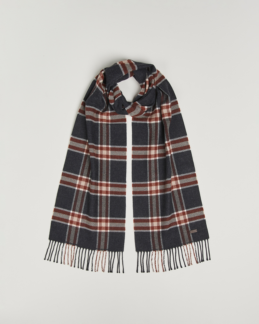 Herre | Halstørklæder | Eton | Merino Wool Checked Scarf Dark Grey