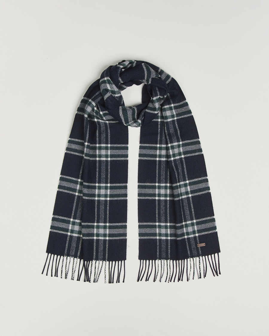 Herre | Halstørklæder | Eton | Merino Wool Checked Scarf Navy