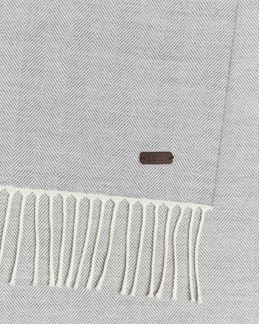 Herre | Halstørklæder | Eton | Merino Wool Herringbone Scarf Light Grey
