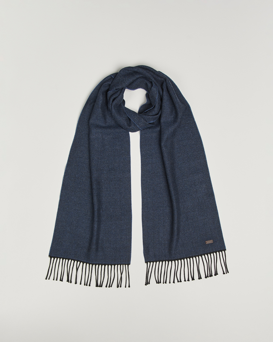 Herre | Halstørklæder | Eton | Merino Wool Herringbone Scarf Dark Blue