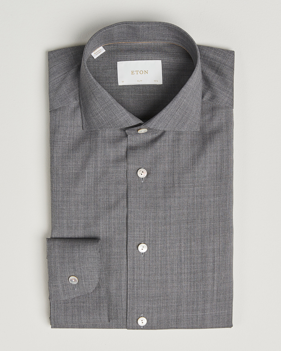 Herre | Skjorter | Eton | Slim Fit Merino Shirt Dark Grey