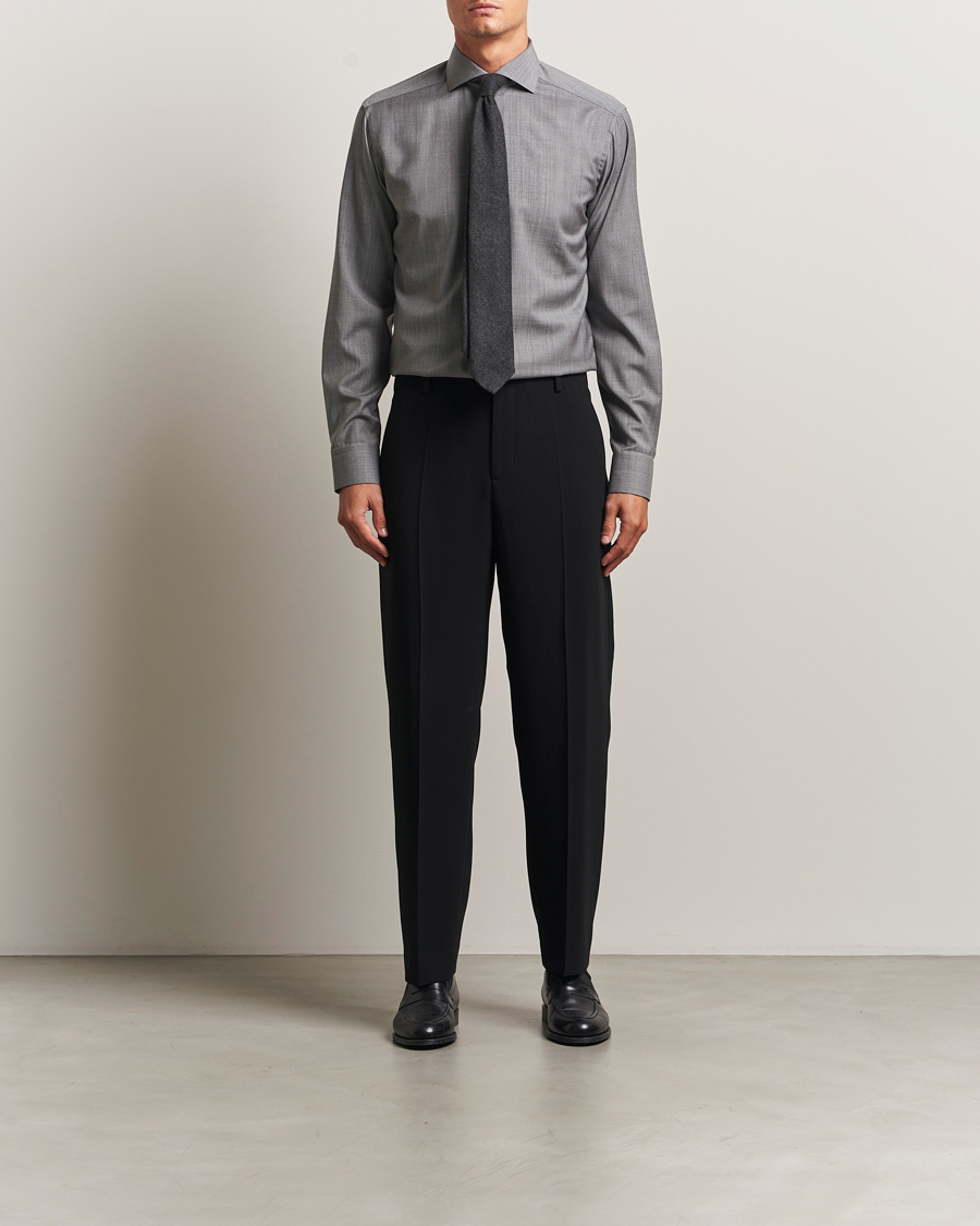 Herre | Skjorter | Eton | Slim Fit Merino Shirt Dark Grey