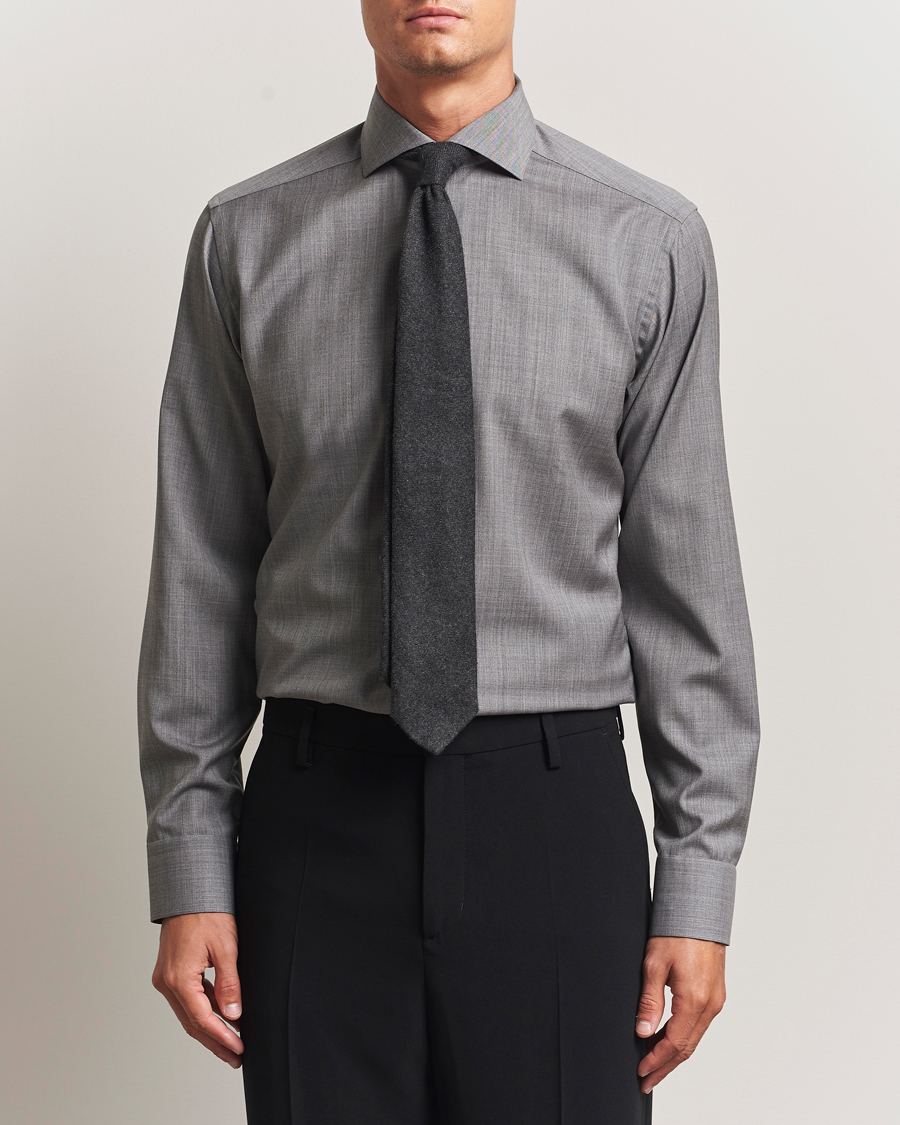Herre | Skjorter | Eton | Slim Fit Merino Shirt Dark Grey