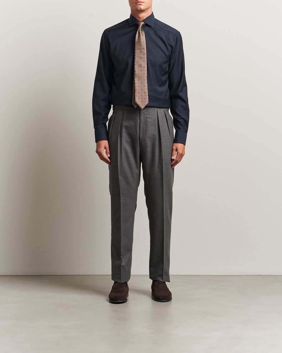 Herre | Skjorter | Eton | Slim Fit Merino Shirt Navy