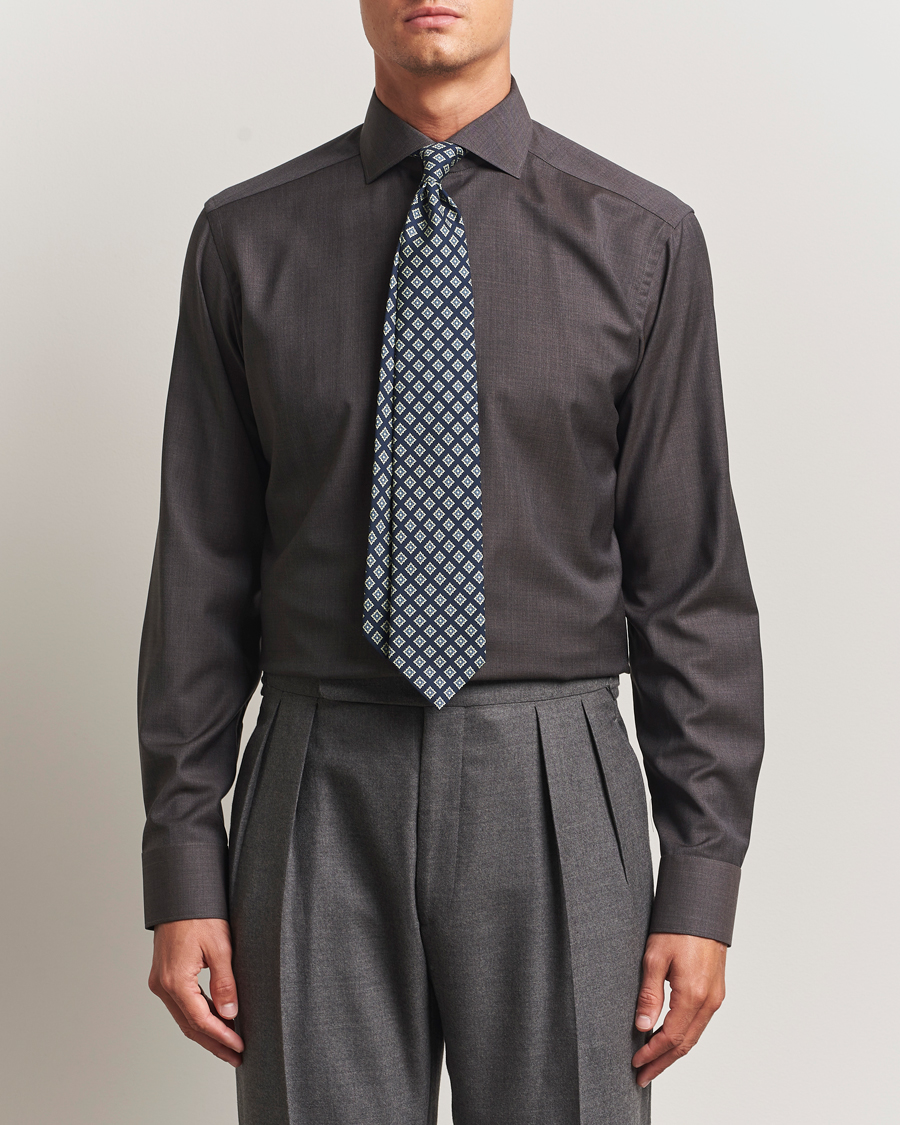 Herre | Skjorter | Eton | Slim Fit Merino Shirt Dark Brown
