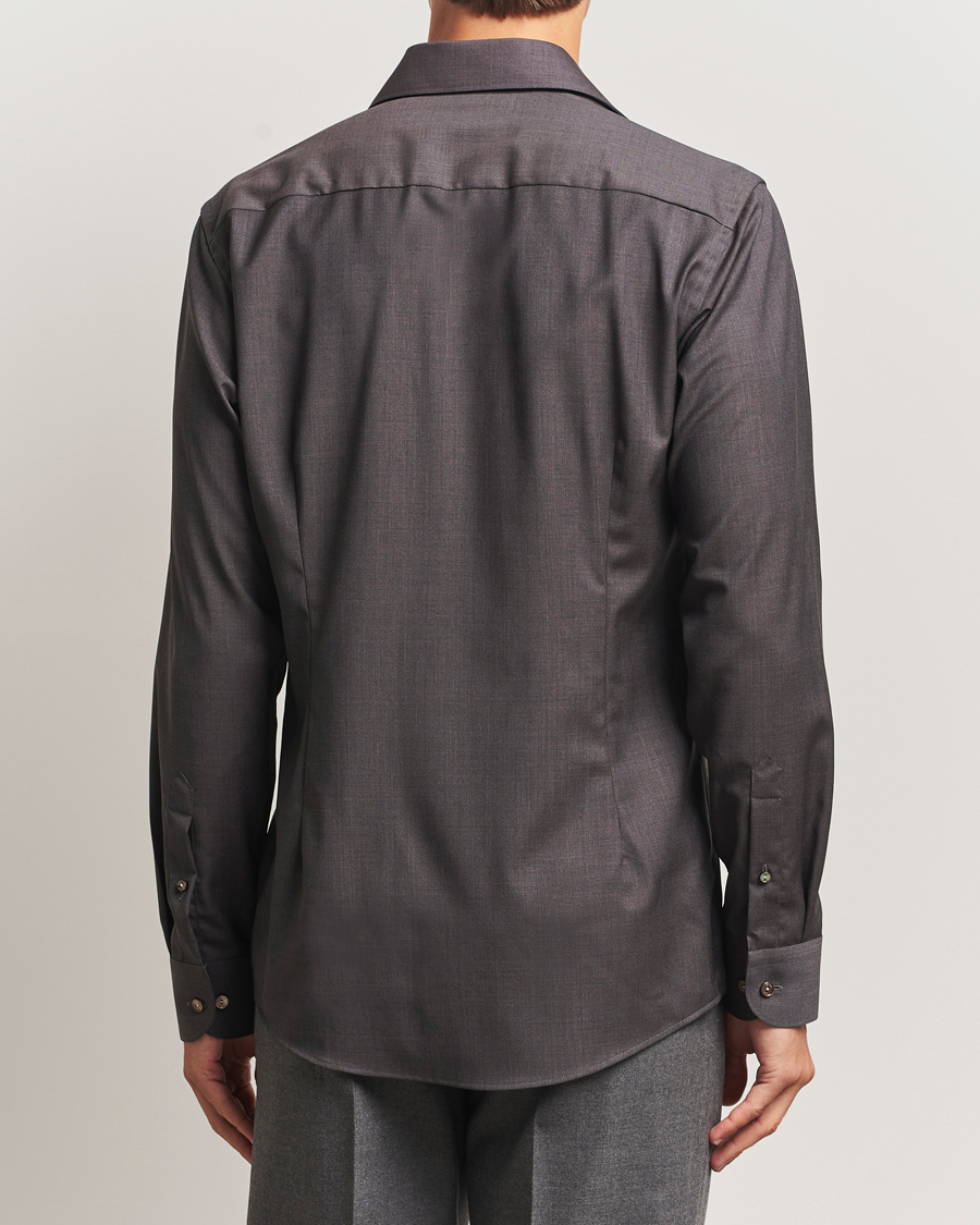 Herre | Skjorter | Eton | Slim Fit Merino Shirt Dark Brown
