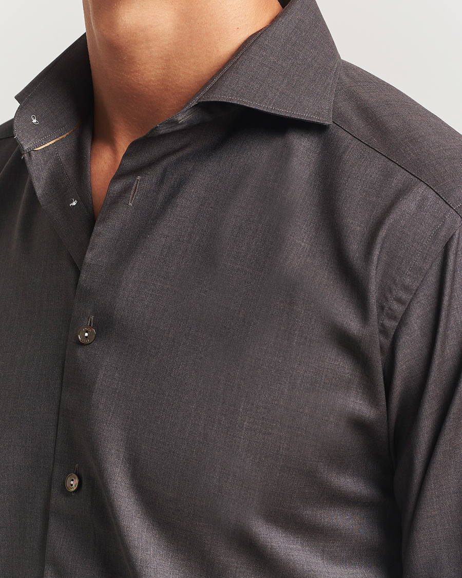 Herre | Skjorter | Eton | Slim Fit Merino Shirt Dark Brown