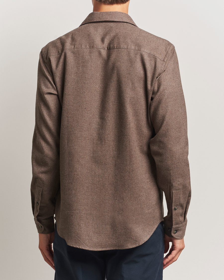 Herre | Skjorter | Eton | Casual Fit One Piece Collar Flannel Shirt Brown