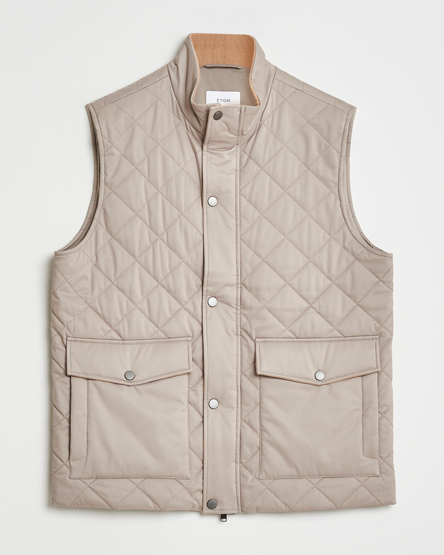 Herre | Veste | Eton | Quilted Shell Vest Beige