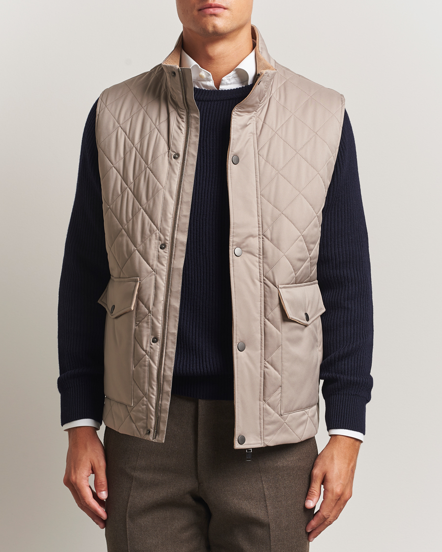 Herre | Veste | Eton | Quilted Shell Vest Beige