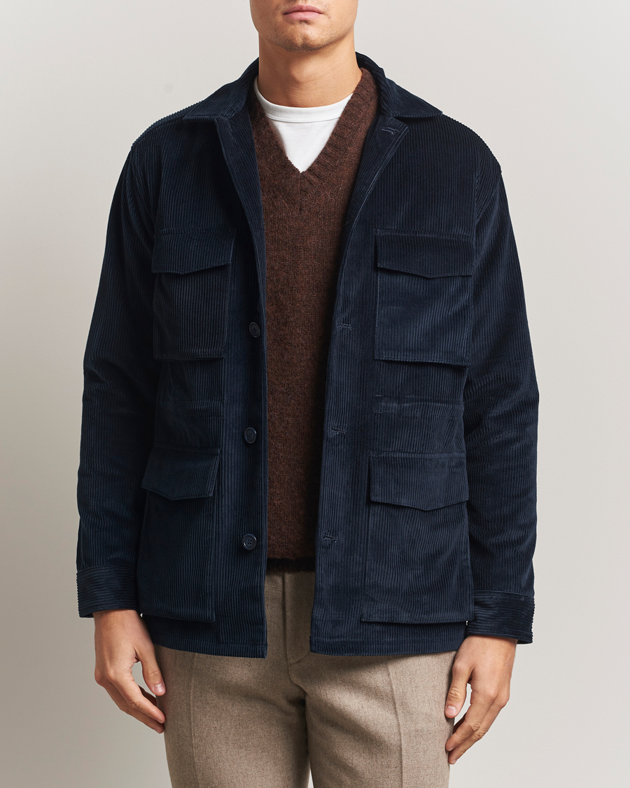 Herre | Jakker | Eton | Corduroy Field Jacket Navy
