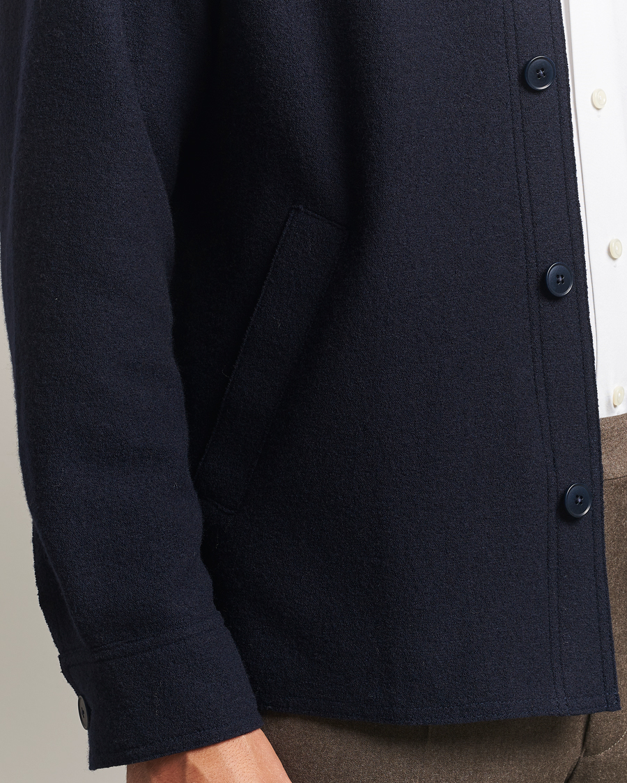 Herre | Skjorter | Eton | Boiled Wool Overshirt Navy