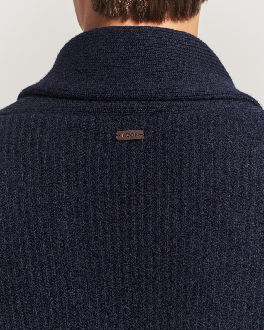 Herre | Trøjer | Eton | Wool Knitted Shawl Collar Cardigan Navy