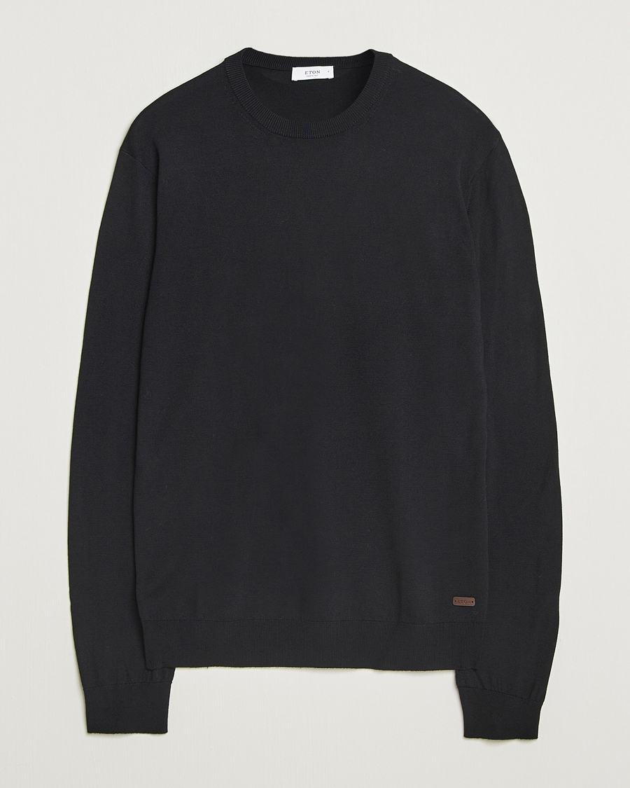 Herre | Trøjer | Eton | Merino Knitted Crew Neck Black
