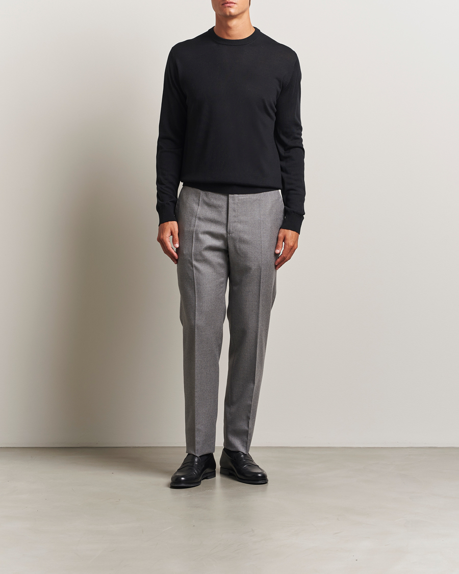 Herre | Trøjer | Eton | Merino Knitted Crew Neck Black