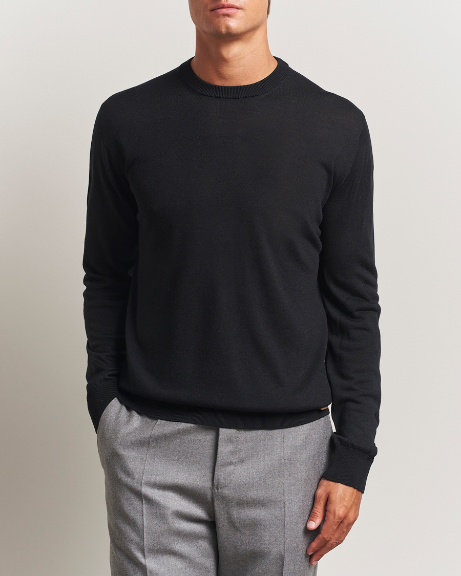Herre | Trøjer | Eton | Merino Knitted Crew Neck Black