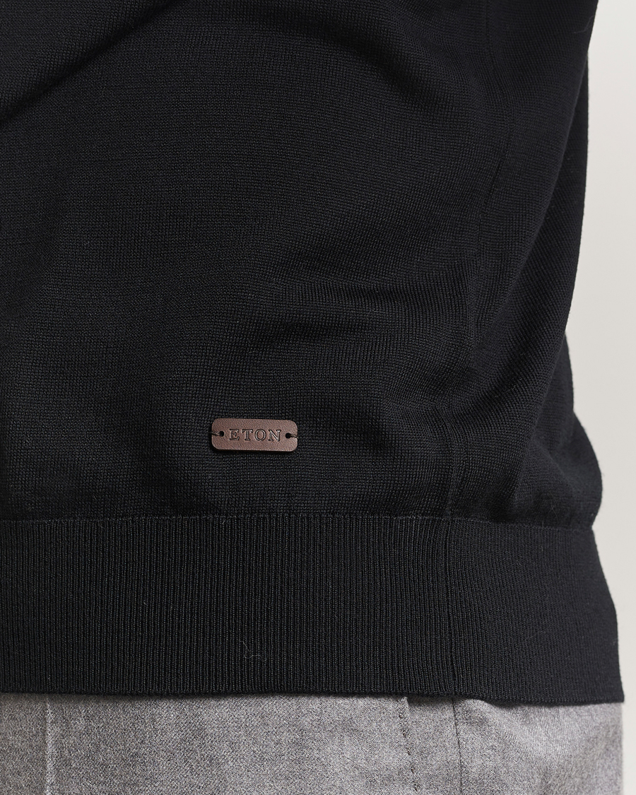 Herre | Trøjer | Eton | Merino Knitted Crew Neck Black