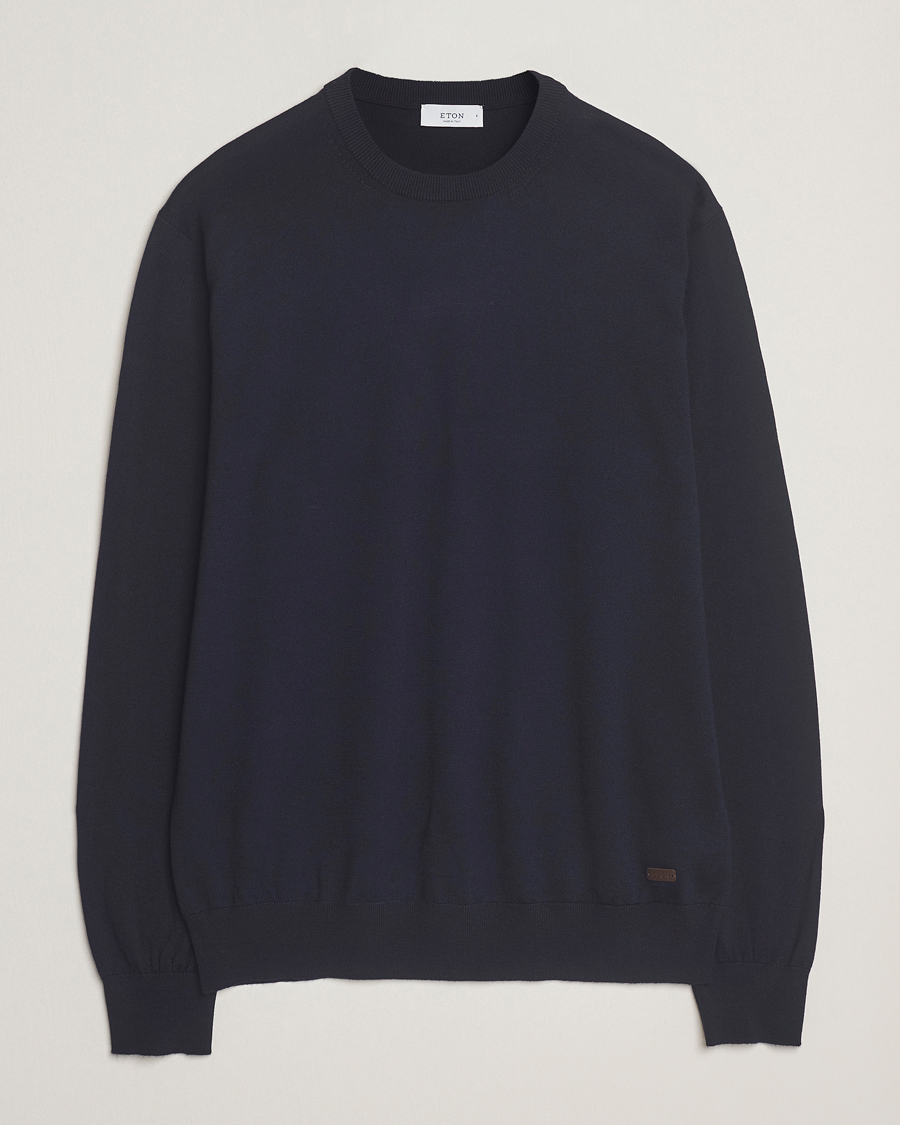 Herre | Trøjer | Eton | Merino Knitted Crew Neck Navy