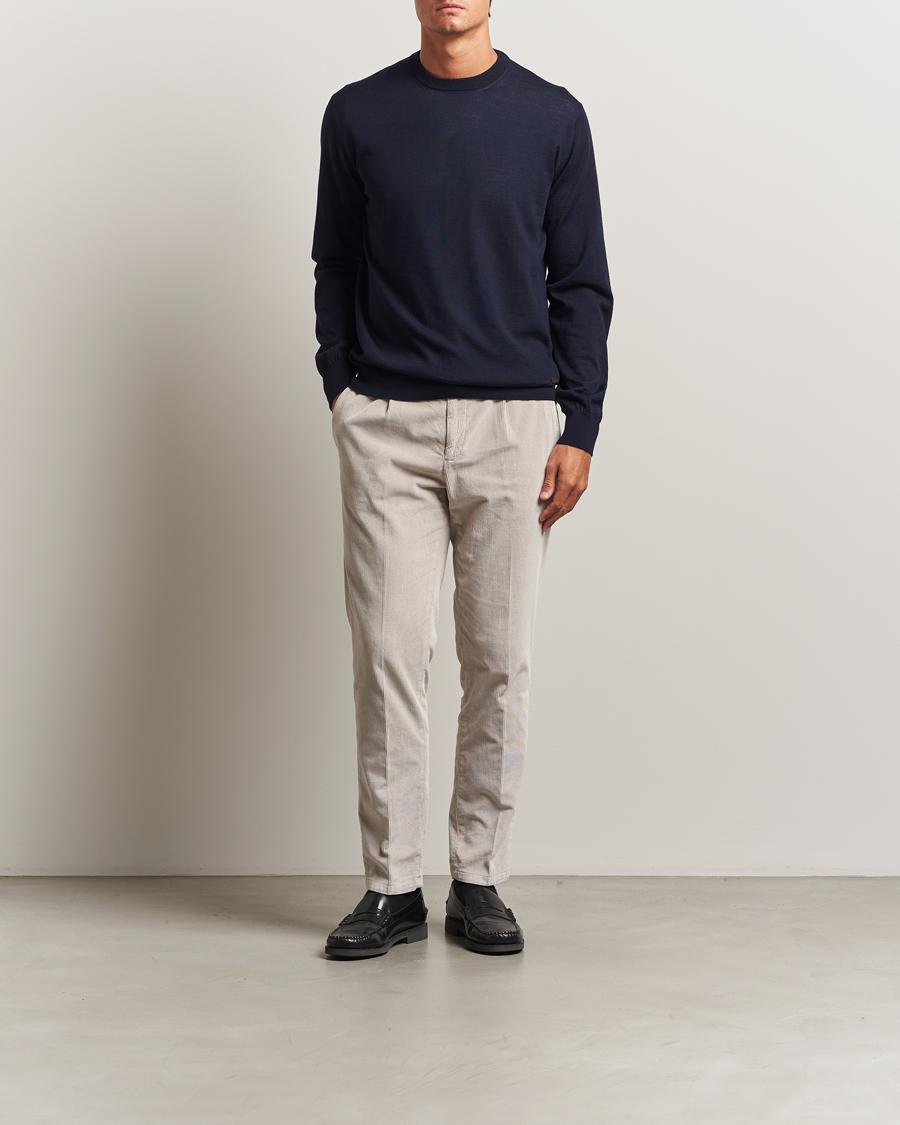 Herre | Trøjer | Eton | Merino Knitted Crew Neck Navy