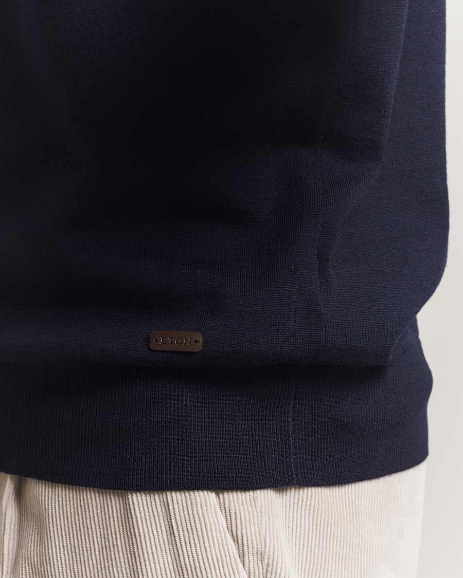 Herre | Trøjer | Eton | Merino Knitted Crew Neck Navy