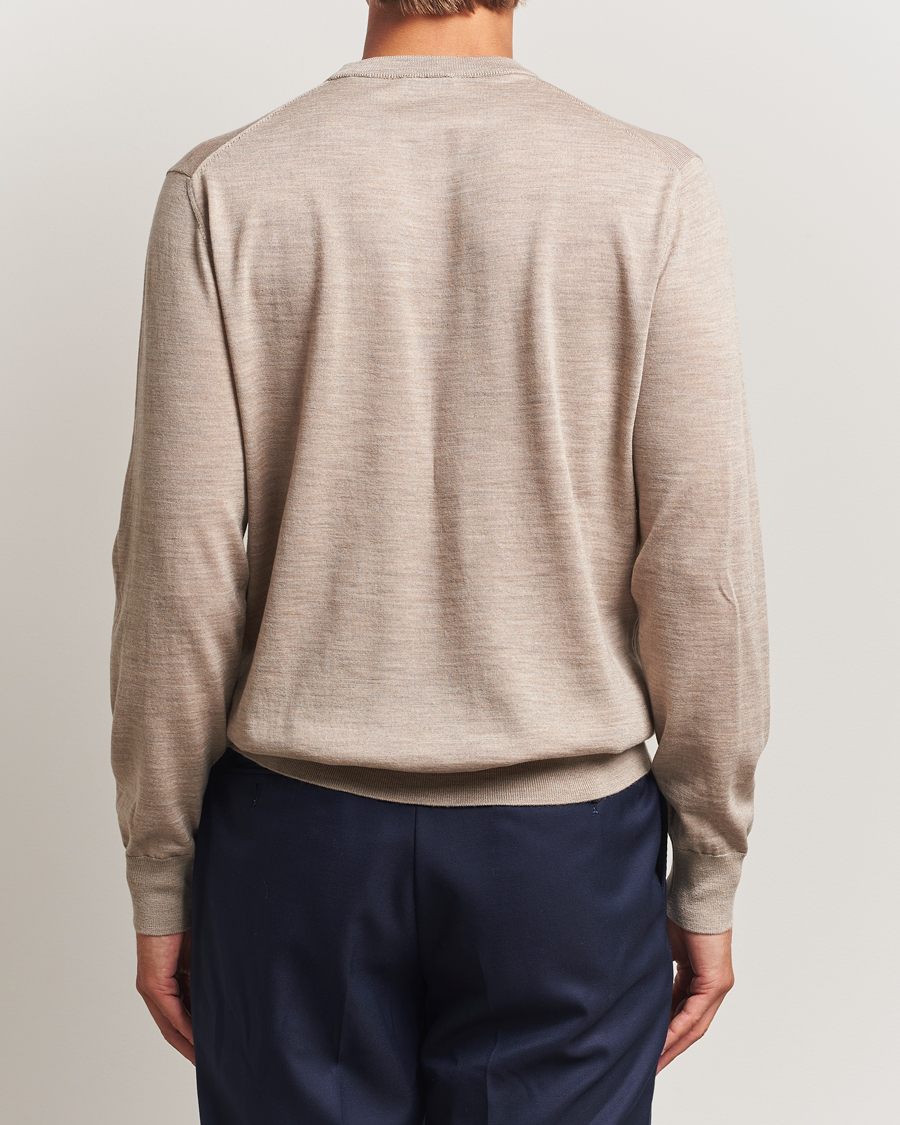 Herre | Trøjer | Eton | Merino Knitted Crew Neck Beige