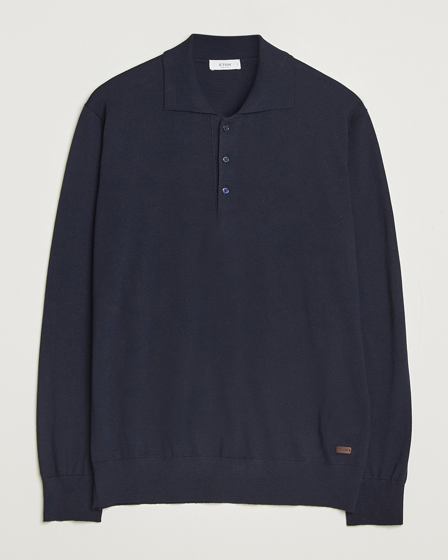 Herre | Trøjer | Eton | Merino Knitted Polo Navy