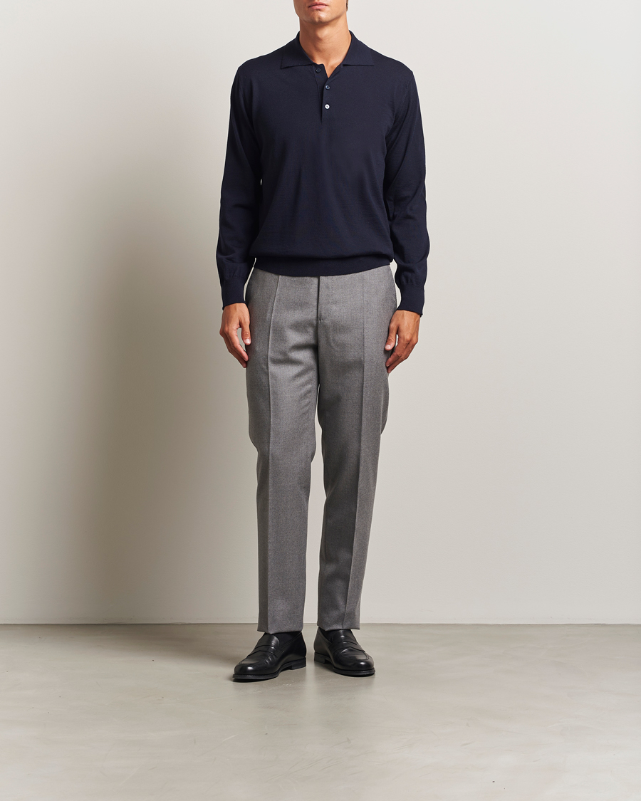 Herre | Trøjer | Eton | Merino Knitted Polo Navy