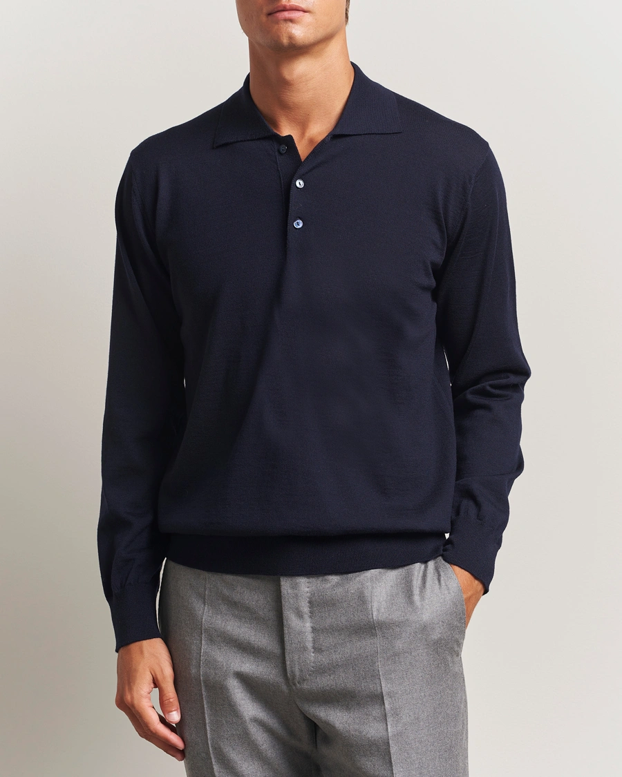Herre | Trøjer | Eton | Merino Knitted Polo Navy