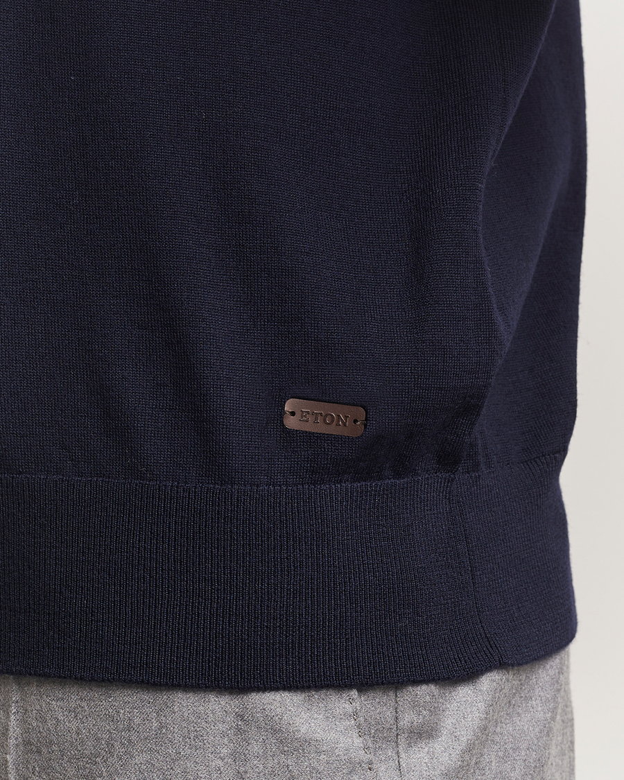 Herre | Trøjer | Eton | Merino Knitted Polo Navy