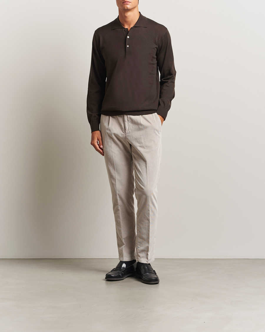 Herre | Trøjer | Eton | Merino Knitted Polo Dark Brown