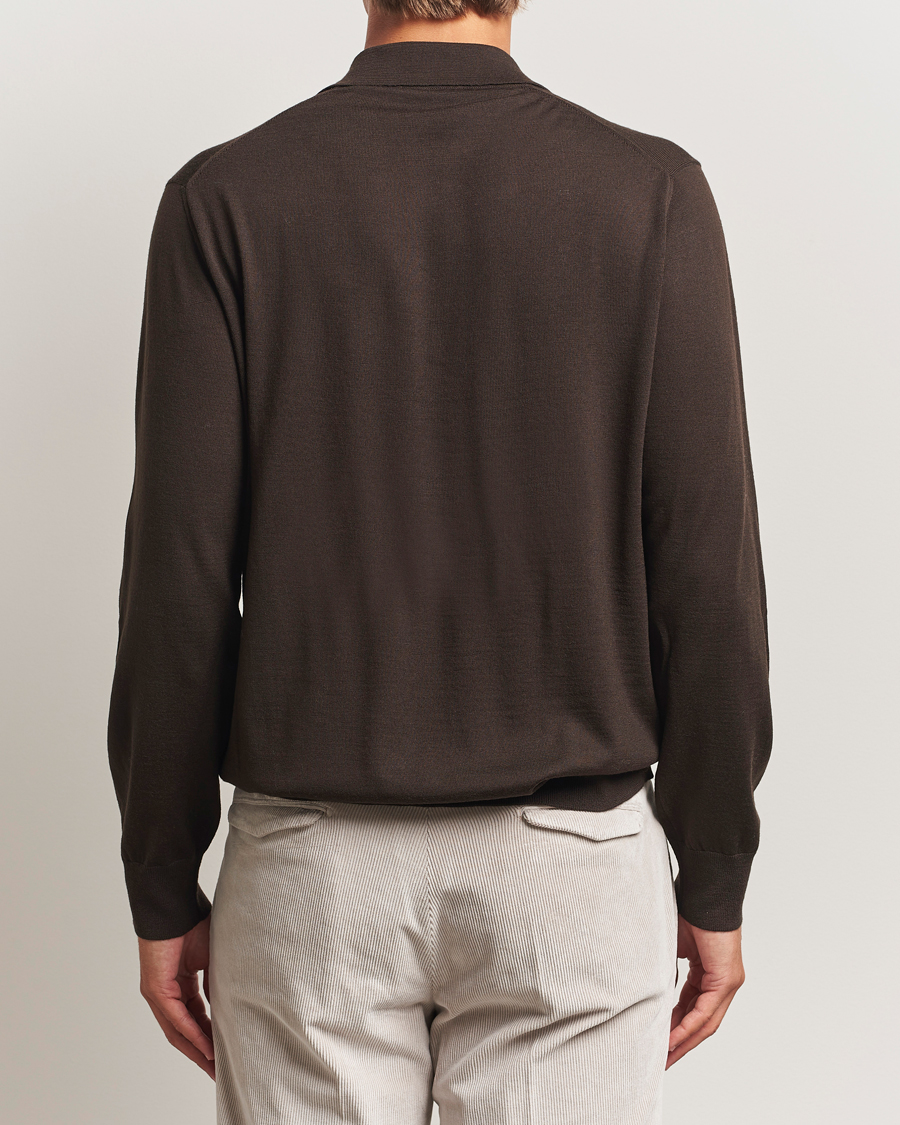 Herre | Trøjer | Eton | Merino Knitted Polo Dark Brown