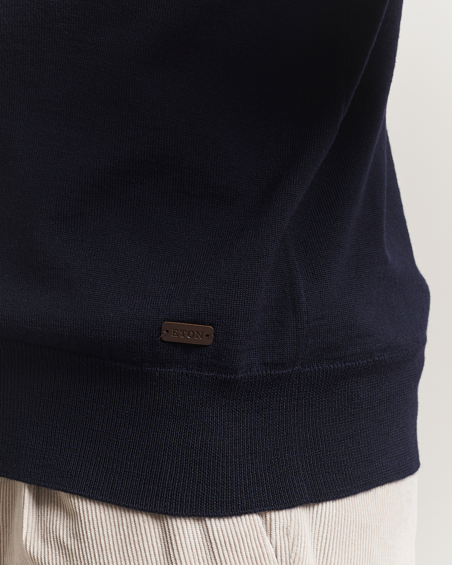 Herre | Trøjer | Eton | Merino Knitted Half Zip Navy