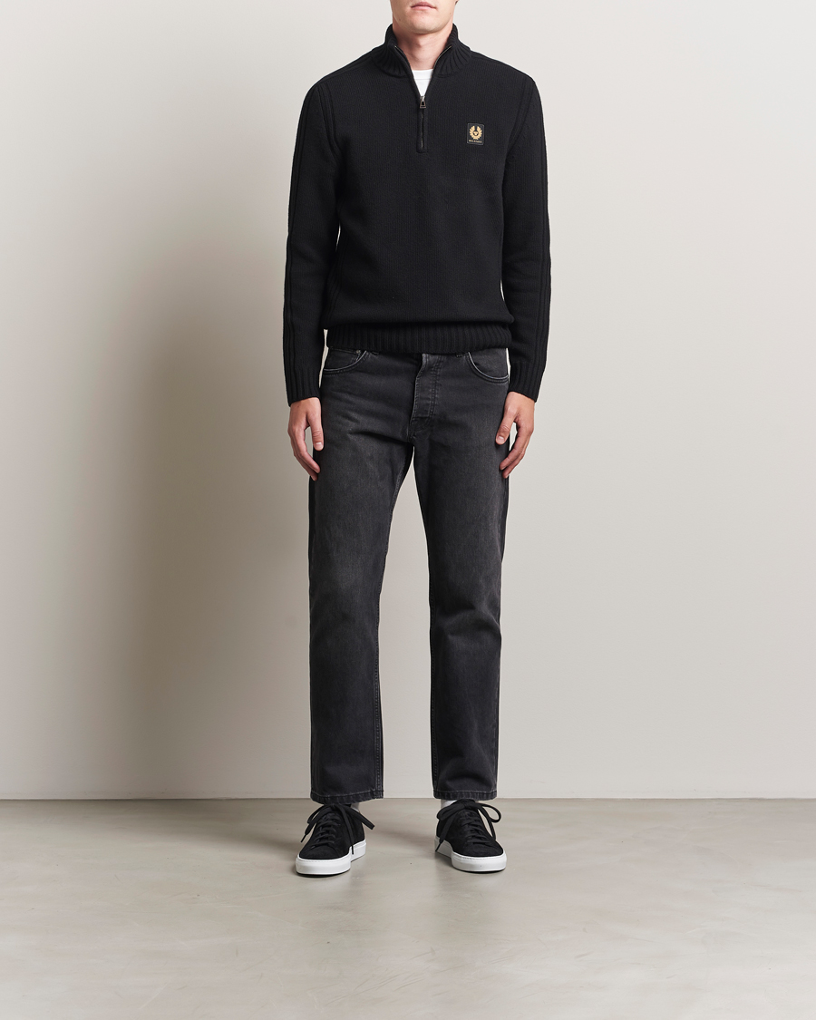 Herre | Trøjer | Belstaff | Watch Wool Knitted Quarter Zip Black