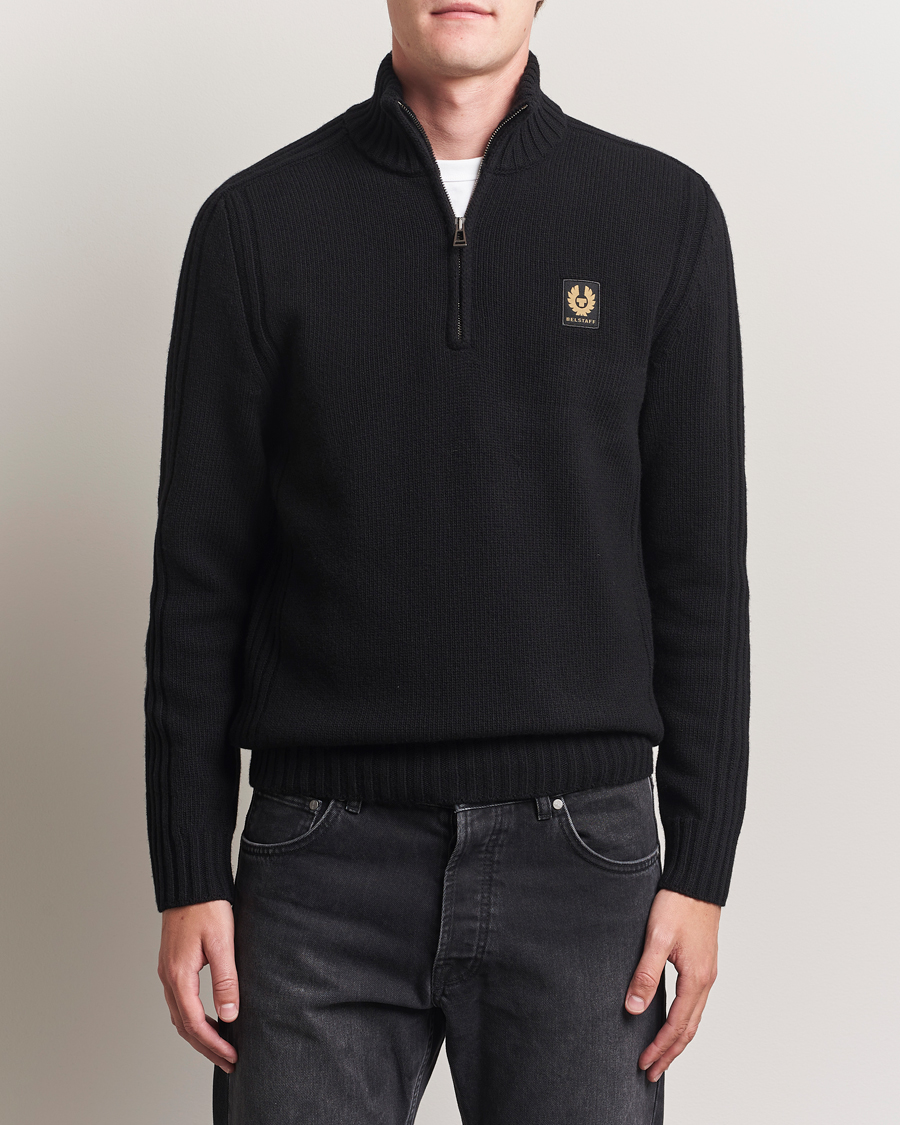 Herre | Trøjer | Belstaff | Watch Wool Knitted Quarter Zip Black