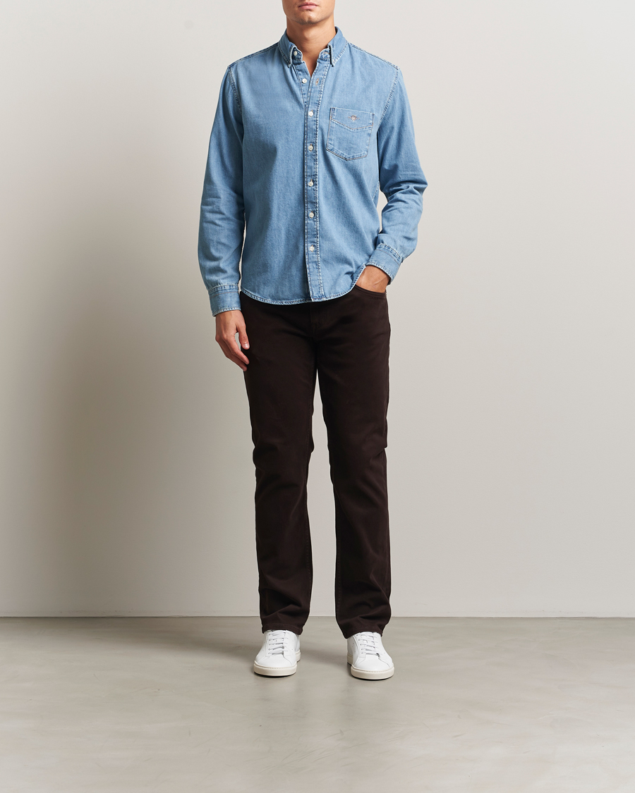 Herre | Bukser | GANT | Regular Fit Moleskin 5-Pocket Trousers Deep Brown