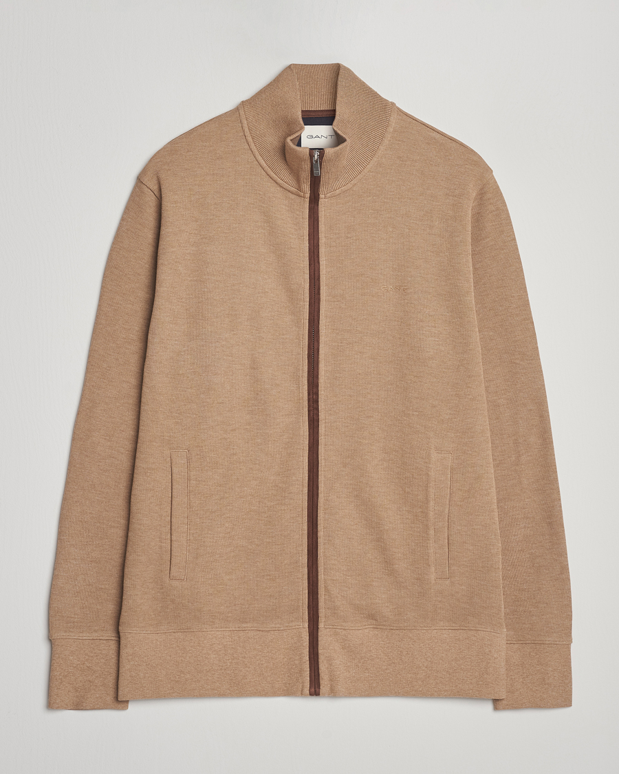 Herre | Trøjer | Gant | Sacker Rib Full Zip Khaki Melange