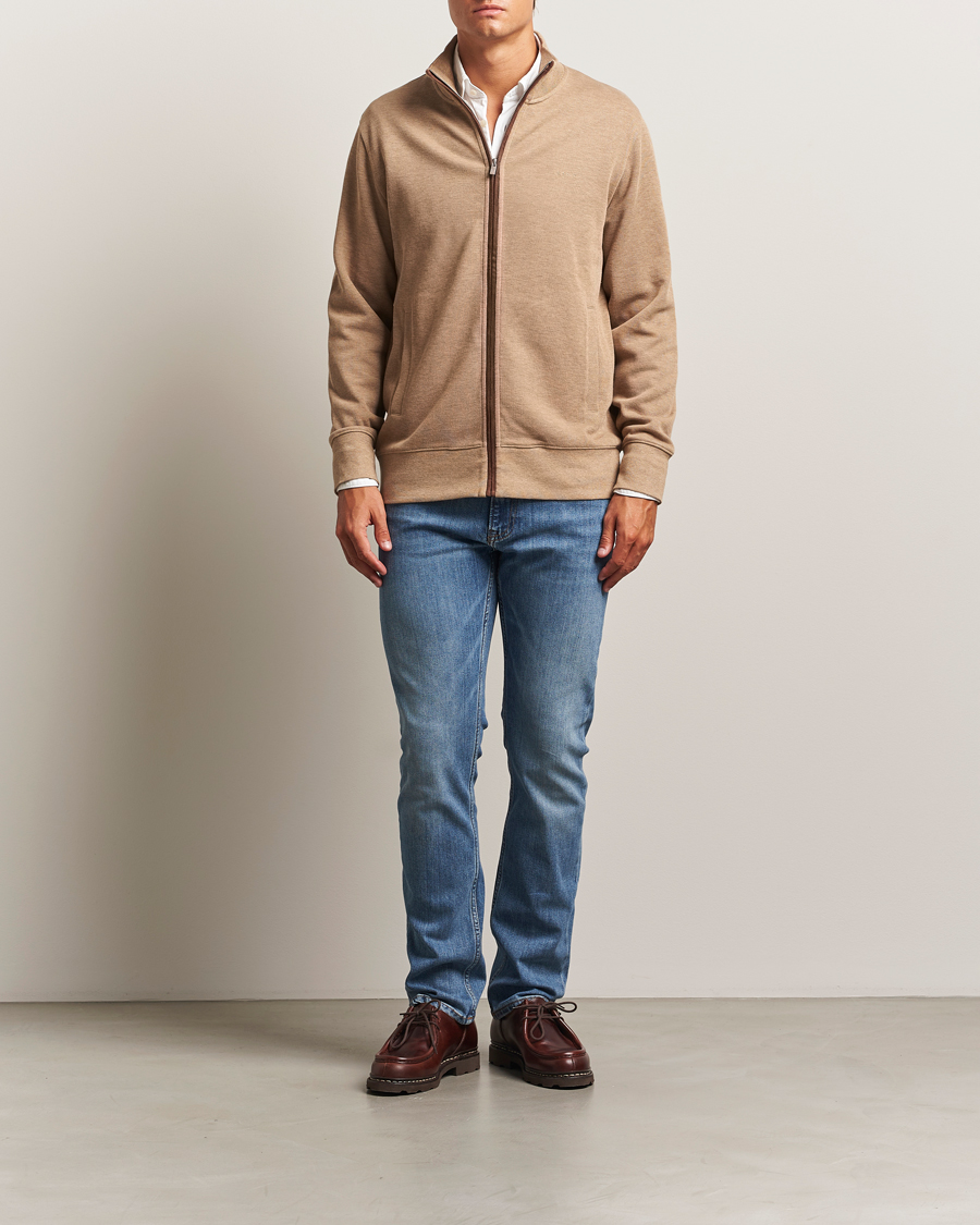 Herre | Trøjer | Gant | Sacker Rib Full Zip Khaki Melange