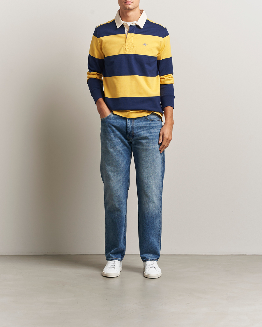 Herre | Trøjer | GANT | Striped Heavy Rugger Persian Blue