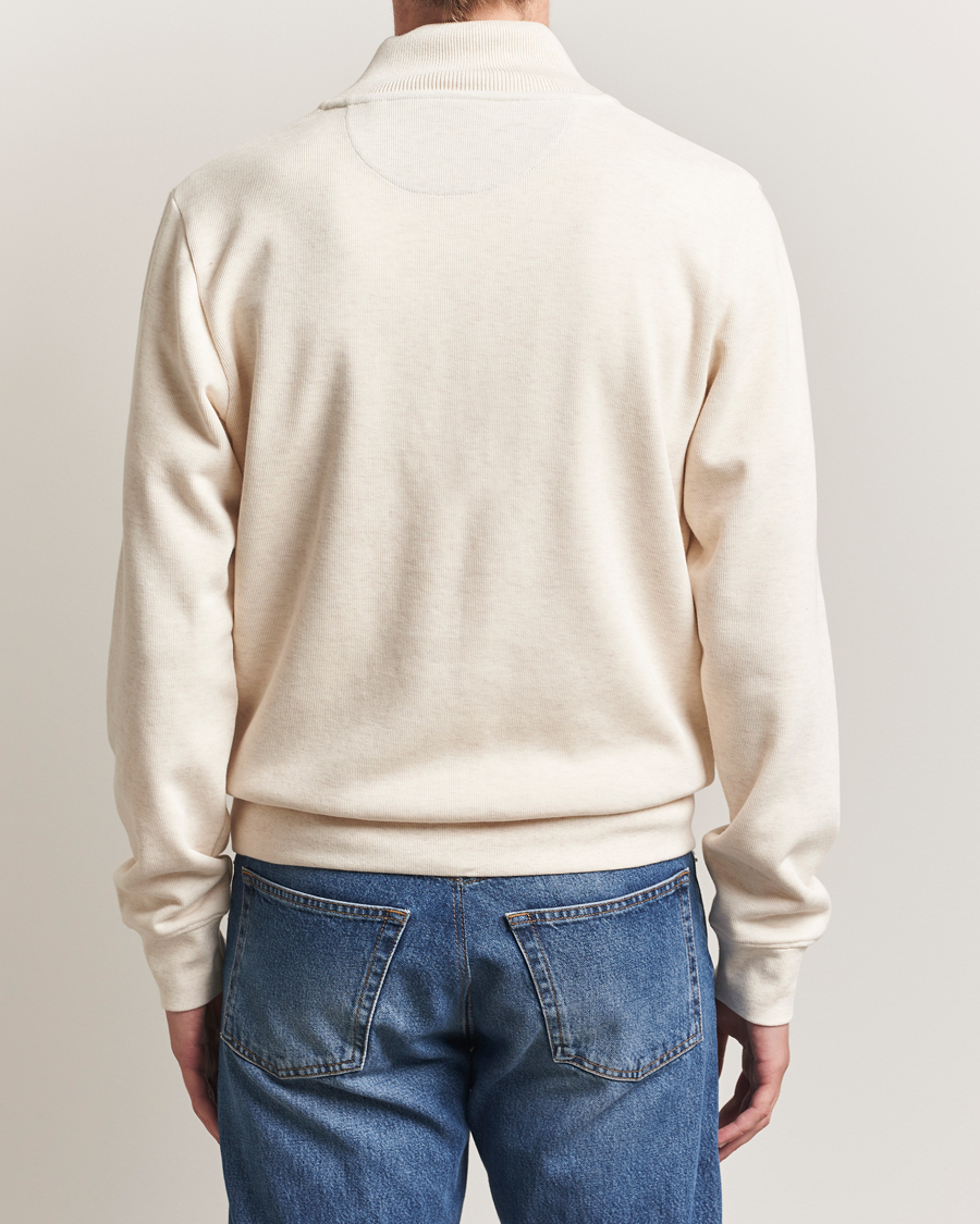 Herre | Trøjer | GANT | Sacker Rib Half Zip Cream