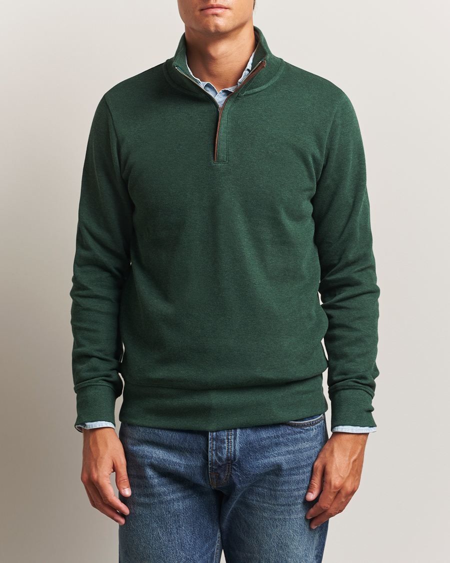 Herre | Trøjer | GANT | Sacker Rib Half Zip Tartan Green