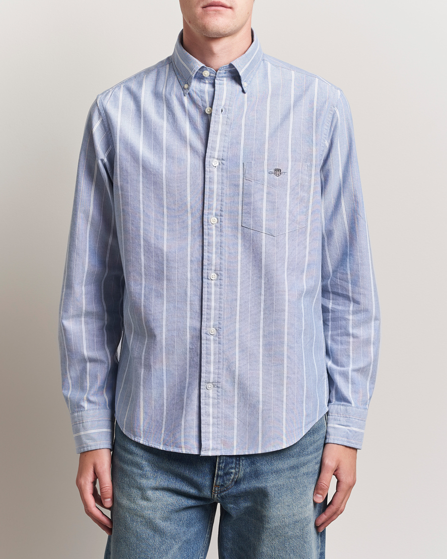 Herre | Skjorter | GANT | Regular Fit Classic Striped Oxford Shirt Rich Blue